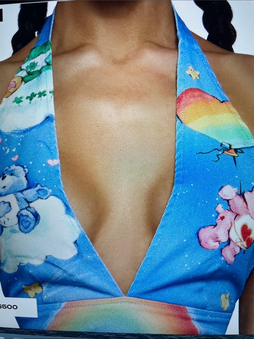 Dolls Kill x Care Bears Women’s Y2K Denim Rainbow Love Bears All Halter Top-  M - Picture 9 of 10